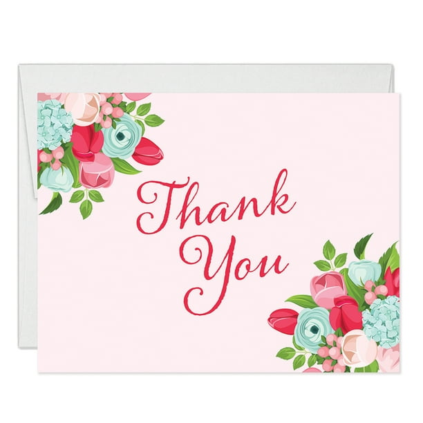 Feminine Thank You Card Pink Rose Thank You Card Thank You Cards-Thank You Note Card
